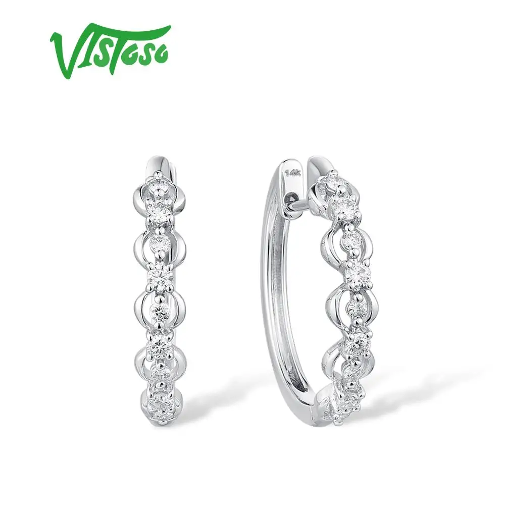 

Женские серьги с бриллиантами VISTOSO, из белого золота 585 пробы, со сверкающими бриллиантами, роскошные свадебные ювелирные украшения из драгоценных камней