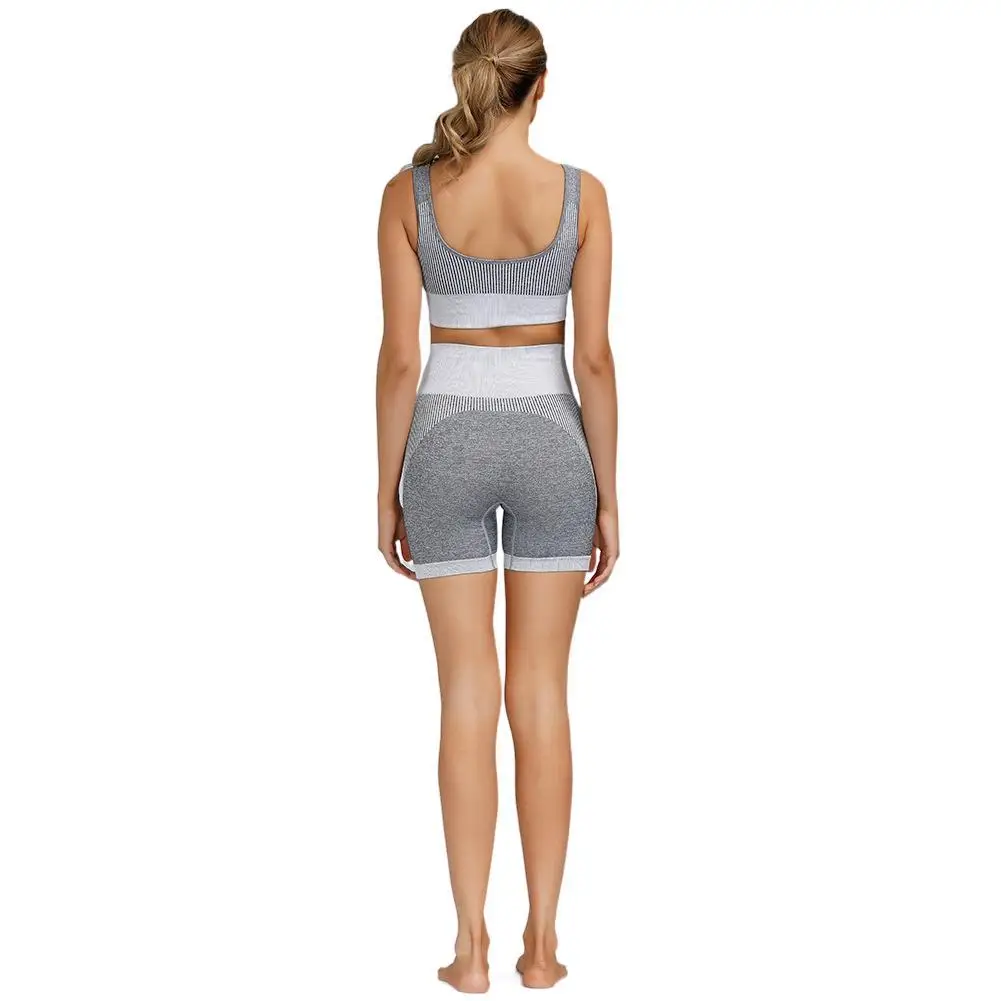 

European and American bra shorts two-piece sports suit female spring and summer tight yoga shorts sports underwear suit