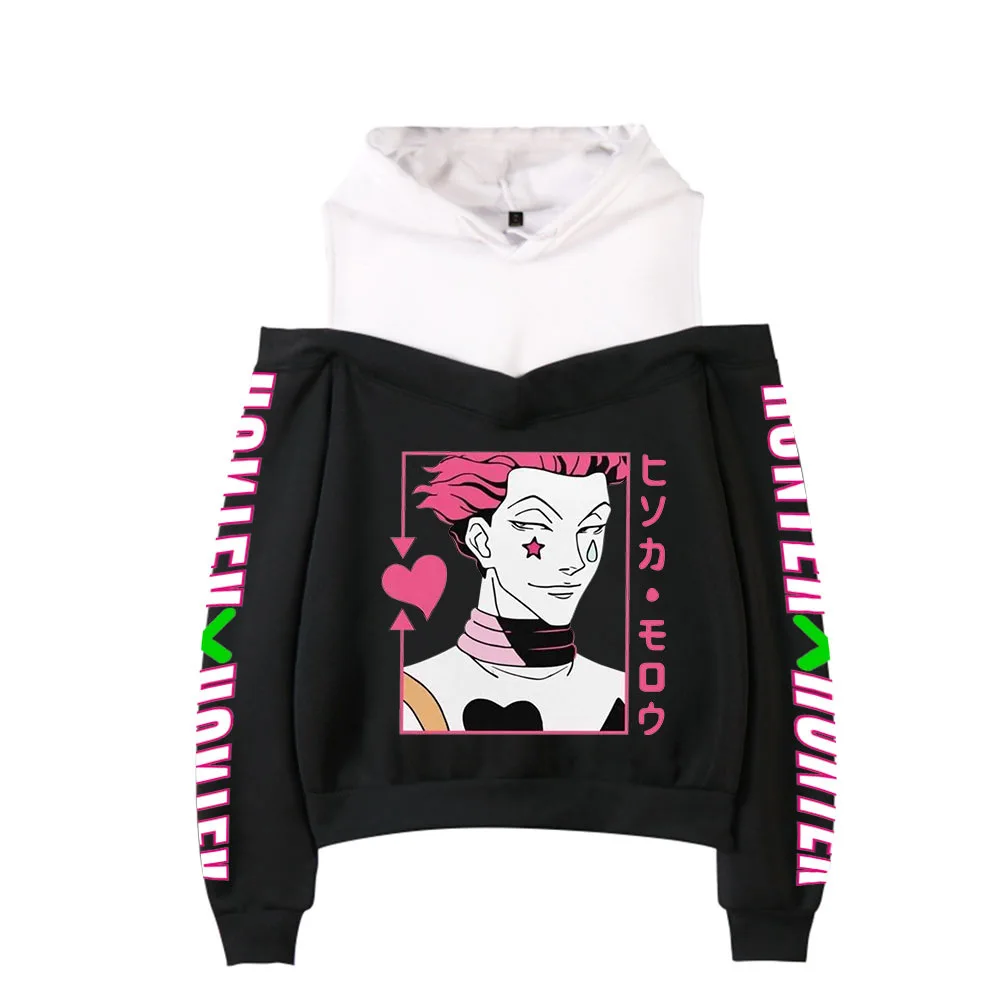 

Anime Hunter X Hunter Hisoka Killua Zoldyck Hoodie Women Streetwear Hip Hop Long Sleeve Off Shoulder Pullover Hooded Sweatshirt