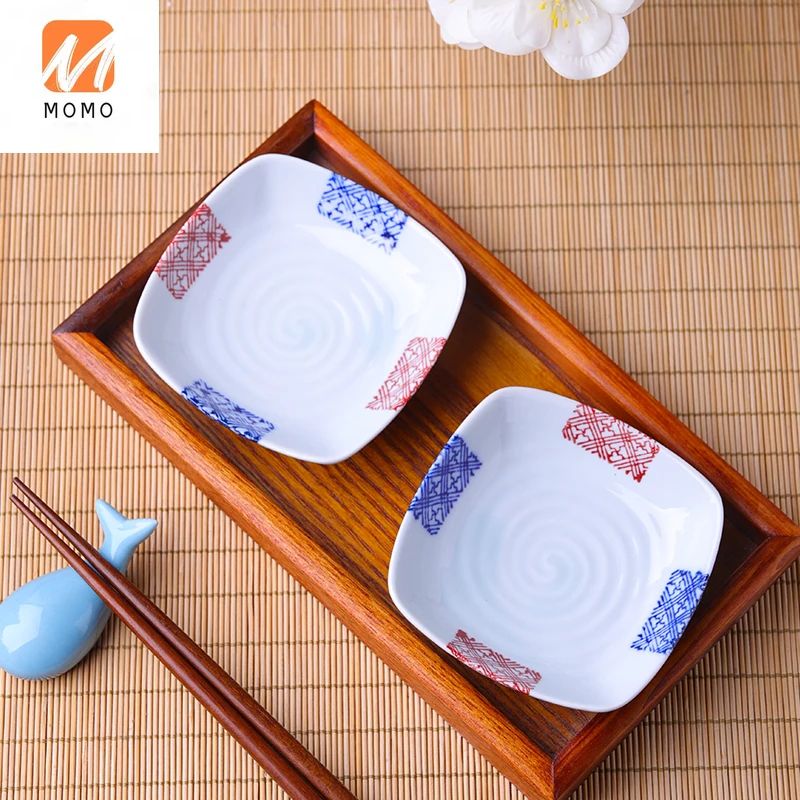 

Japanese Ceramic Tableware Creative Square Seasoning Dish Home Sauce Dish Retro Hot Pot Condiment Sauce Bowl Japanese Material