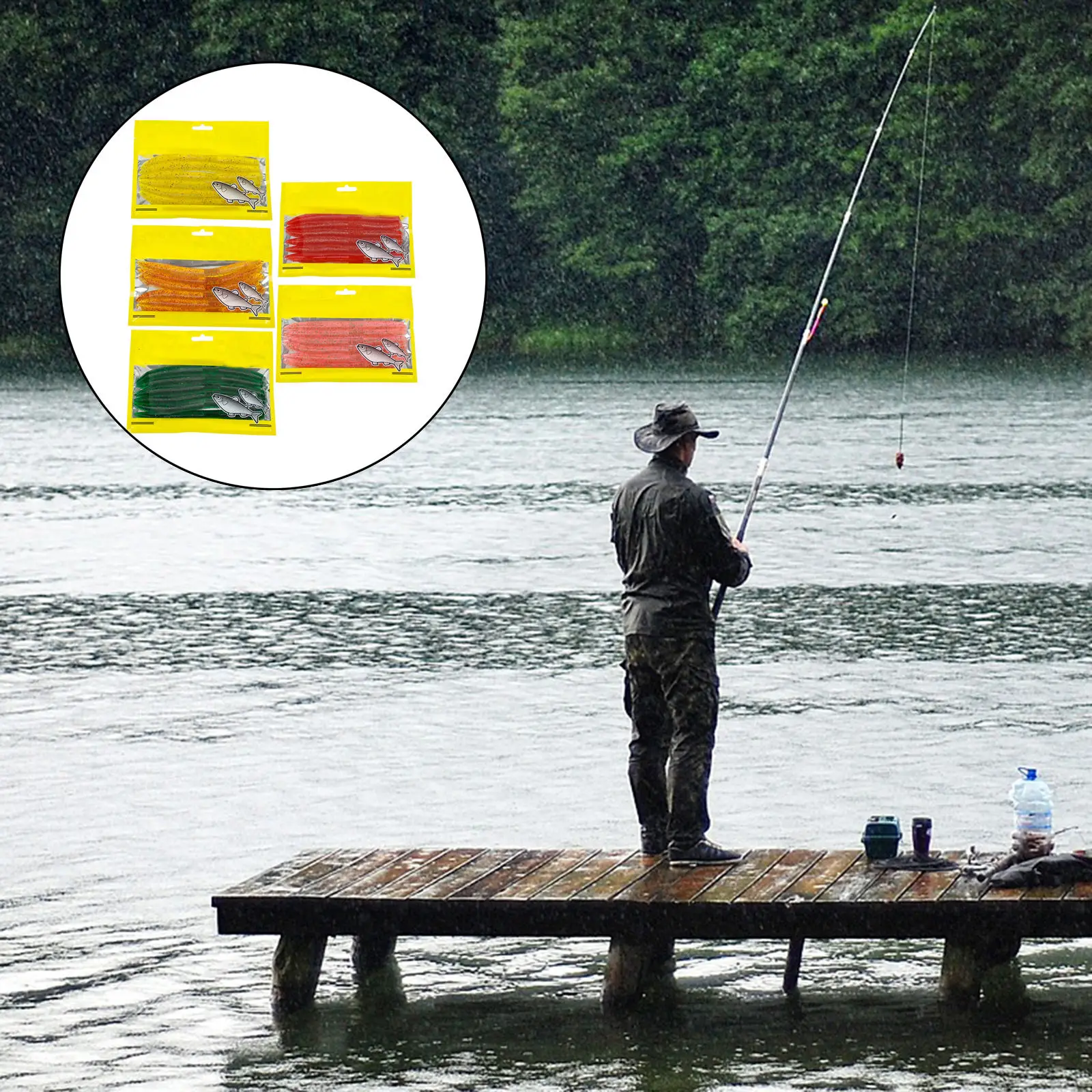 

Искусственная приманка в виде червя-лапши, 6 шт., искусственная приманка, Набор наклеек в виде дождевого червя из ПВХ, плавающая приманка на л...