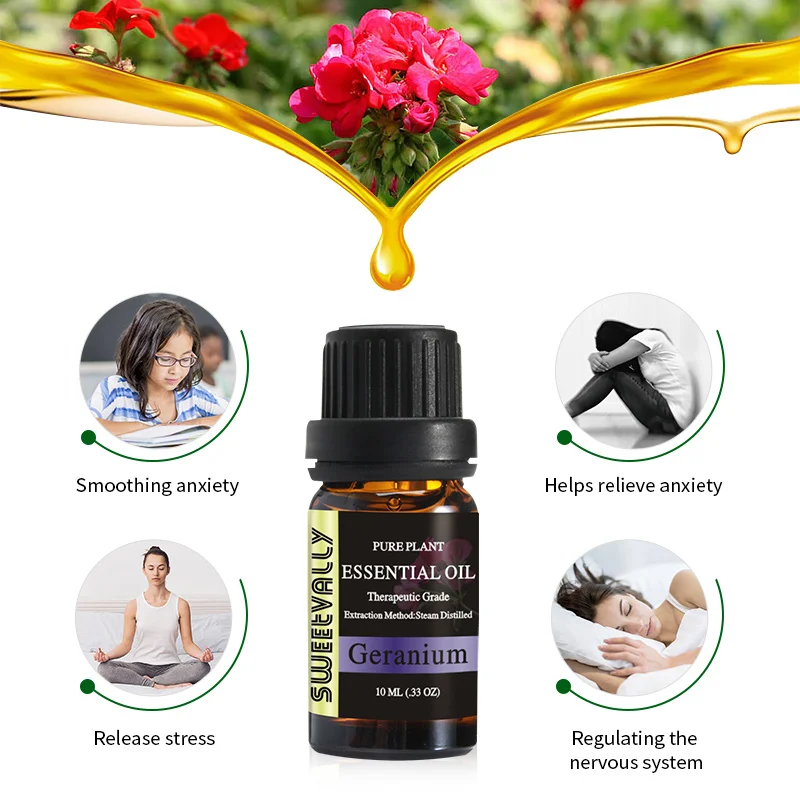 10 мл эфирное масло герани снимает стресс для увлажнителя воздуха лампа