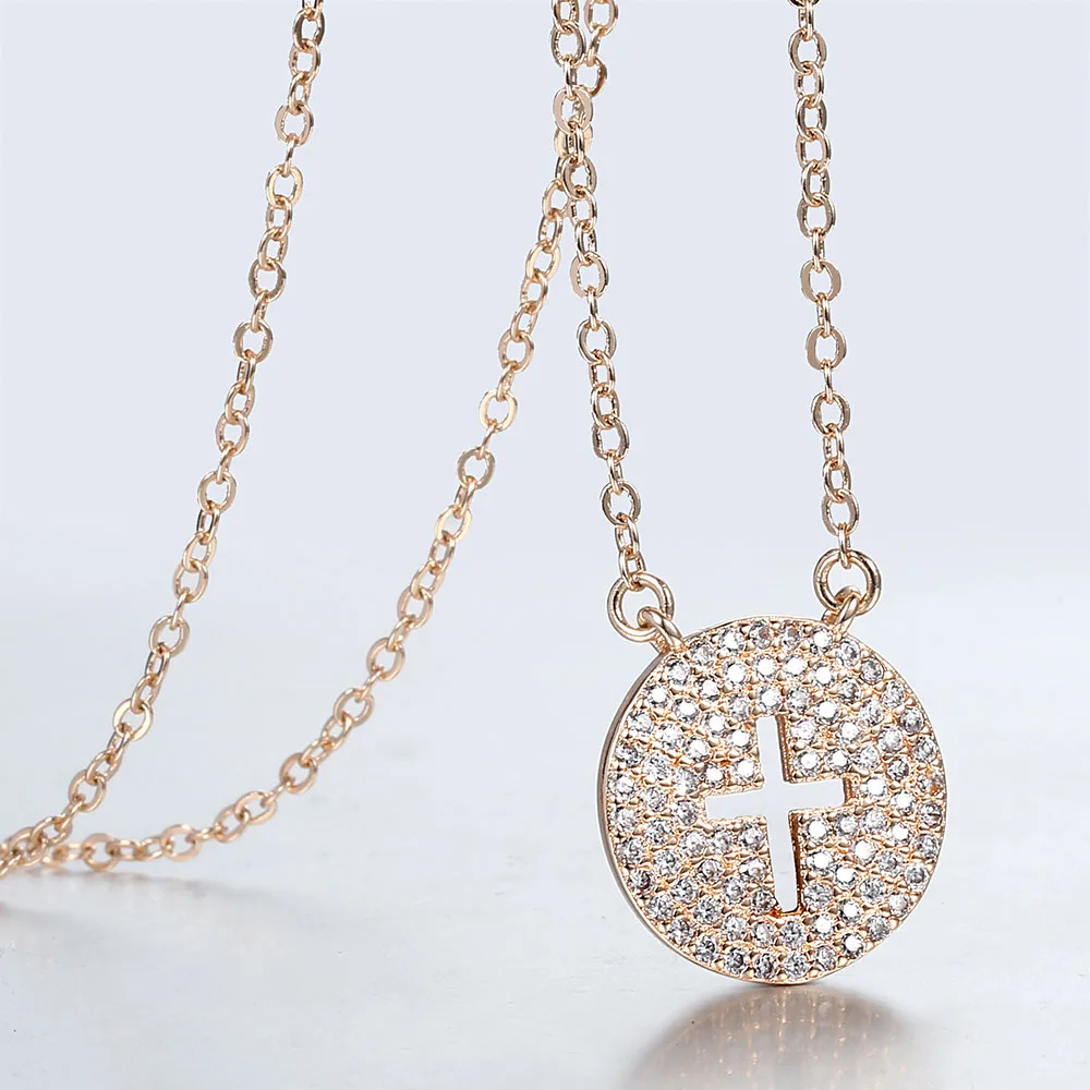 Женская цепочка с кулоном из розового золота 585 пробы круглой формы кубического