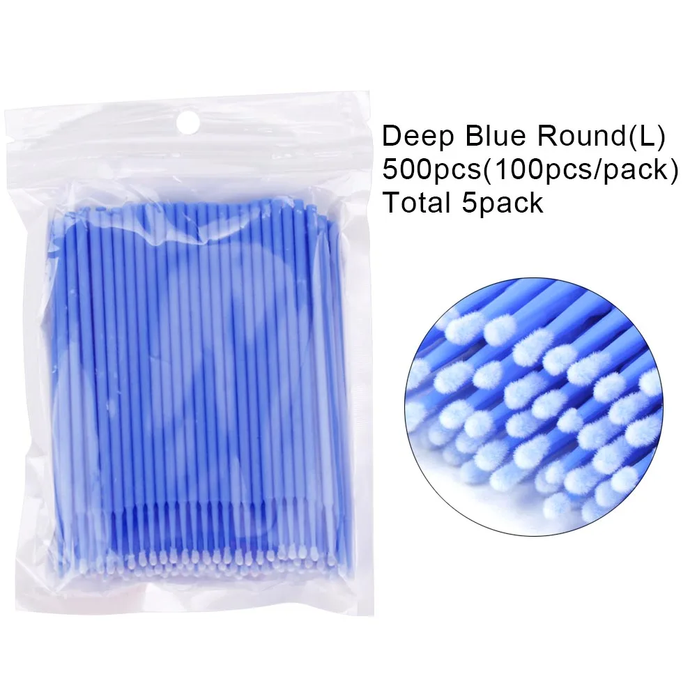 500pcs blue 100/500/1000 шт/партия одноразовые ресницы микрощетки ресницы хлопок щетка-тампон расширение индивидуального удаления Аппликатор макияж инструмент - Цвет: 500pcs blue