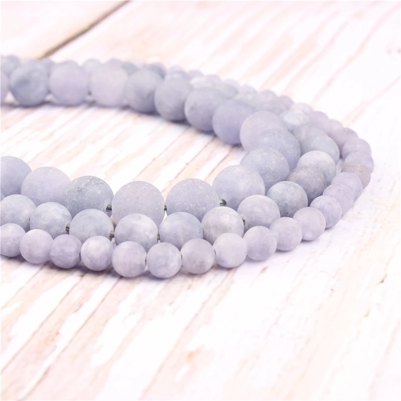 

Frosted Purple Aquamarine NaturalStoneBeadsForJewelryMakingDiyBraceletNecklace6/8/10/12mmWholesaleStrand
