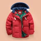 Новинка 2022 года; Детская одежда; Сезон осень-зима пуховик с капюшоном для мальчиков Детский пуховик в Корейском стиле модное пальто для малышей