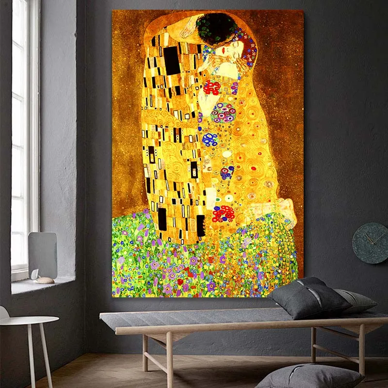 Настенная Картина на холсте Gustav Klimt Kiss с изображением знаменитой фигуры