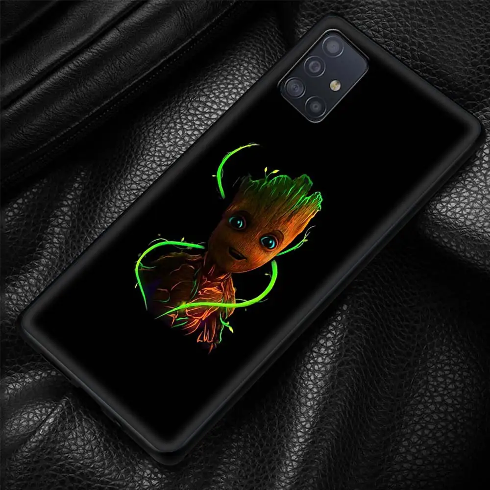 Phone Case For Samsung Galaxy A51 A12 A21s A71 A31 A52 A32 5G  A72 A11 A41 Black Soft Silicone Capa I Am Groot Marvel Cartoon