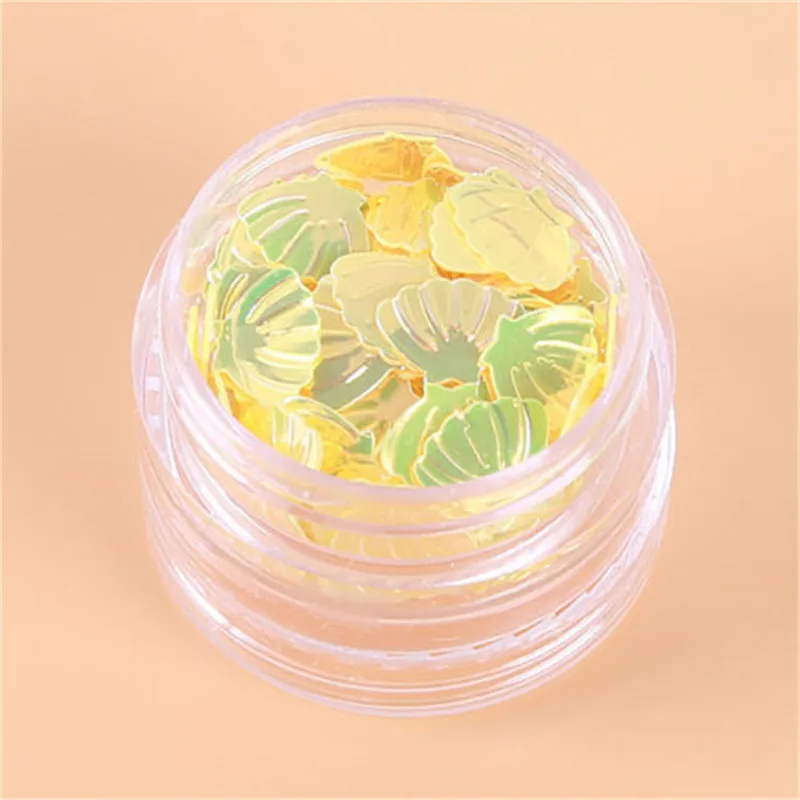 3D желтая оболочка русалки для ногтей наборы пыли с голографическим блеском