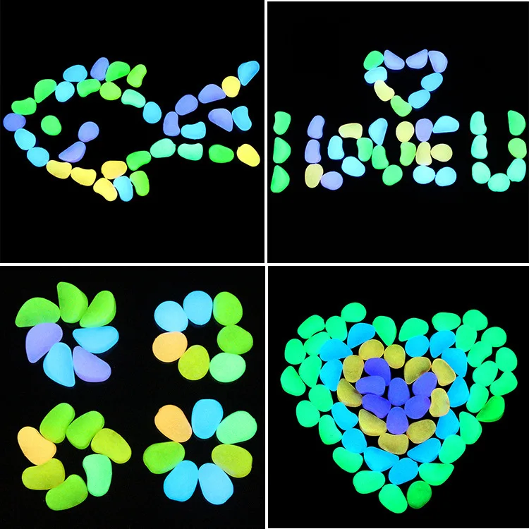 

50Pcs glow in the dark garden glowing pebbles for wedding party gardening pool bar sidewalk rock garden decoration glow