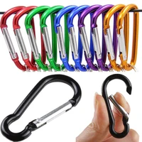 10pcs aluminium alloy safety buckle climbing hook camping hiking sports multi colors safety buckle keychain outdoor tools