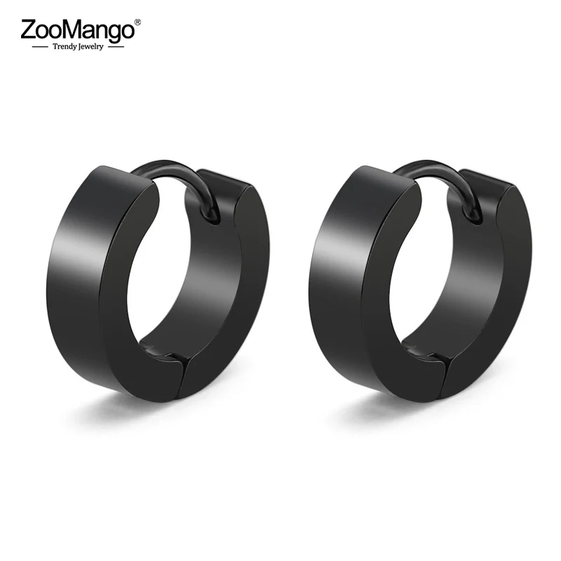 ZooMango Новые плоские круглые серьги кольца из нержавеющей стали классические