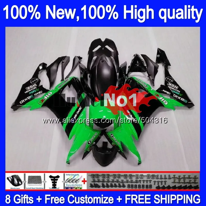 

Корпус для KAWASAKI ZX1000C ZX 10R 1000CC ZX10R 08 09 10 73MC.16 ZX1000 CC ZX 10 R ZX-10R 2008 2009 2010 зеленый черный обтекатель