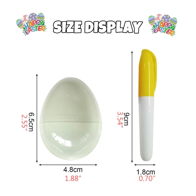 

10pcs DIY Easter Eggs 8pcs Color Pens White Plastic Eggs For Easter DIY Kids Gif 69HF
