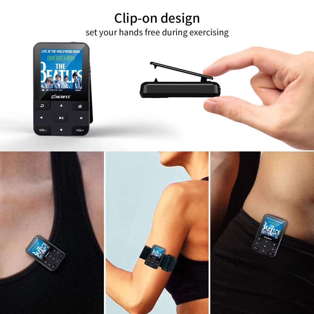 

16GB Clip MP3 Player with Bluetooth4.2 Portable Sport Mini Lossless Music Player with FM Radio/Voice Record for Sport Running