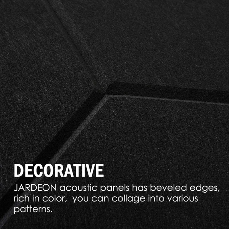 

18 Pcs Hexagon Acoustic Panels Art Decor Sound Proof Padding Wall Tiles, Beveled Edge,Black & Silver Gray