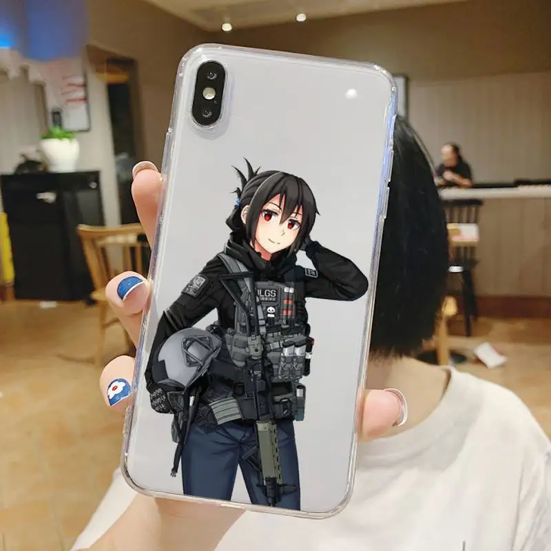 

Fashion anime police girl Phone Case Transparent soft For iphone 5 6 7 8 11 12 s c se plus mini x xs xr pro max shell