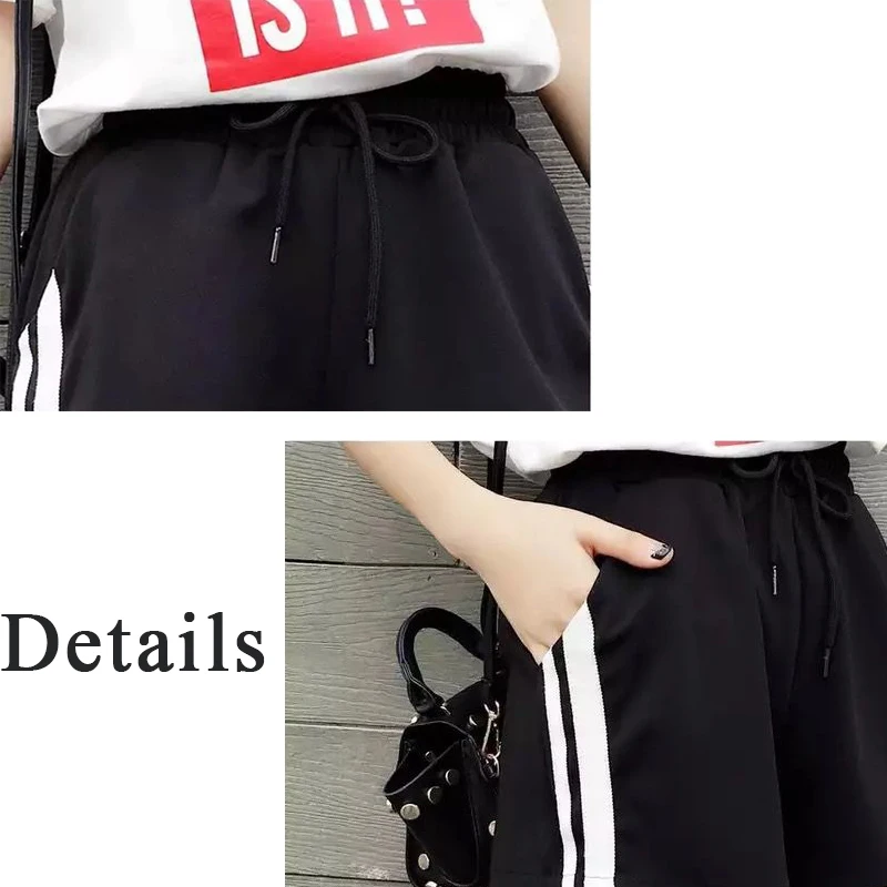 

Shorts Womens Summer 2020 Plus Size L-4XL Elastic High Waist Wide Leg Patchwork Soft Loose All-match High Quality Trendy New
