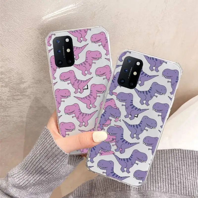 

Dinosaur Baby Cute cartoon Phone Case Transparent For OnePlus 9 8 7 7t 8t Oppo find X3 X2 reno5 Vivo X60 X50 Pro MeiZu 17 16XS