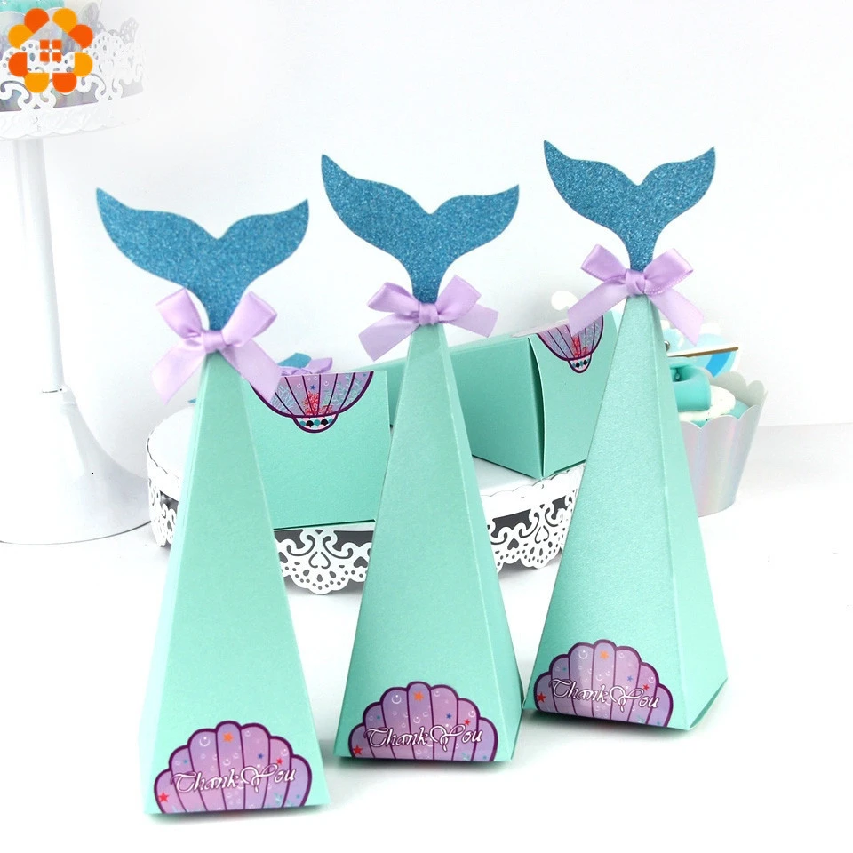 Подарочные коробки с хвостом Русалочки красивая бумага 10 шт. коробка для конфет