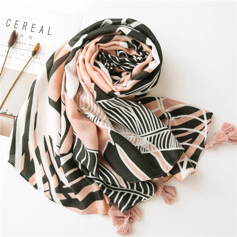

Brand Female Spring Cotton Scarves 2020 New Floral Design Long Scarf Shawl Autumn Winter Women Neck Hijab Pashmina Foulard