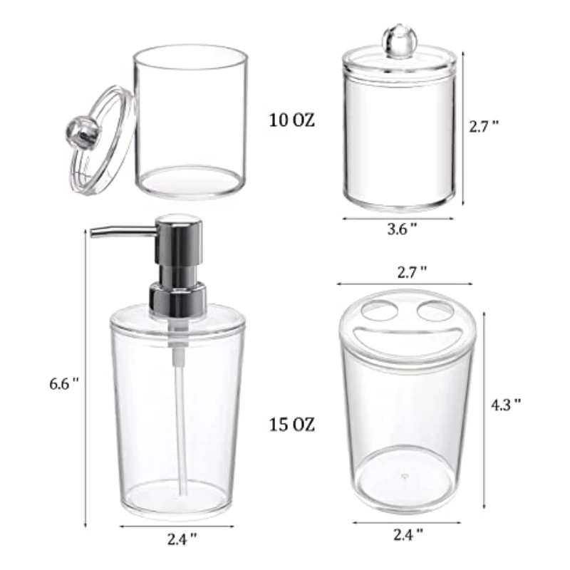 4pcs bamboo bathroom accessories set liquid lotion soap dispenser cotton pad holder toothbrush holder bathroom organizer free global shipping