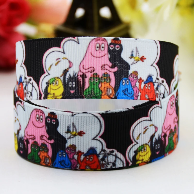 7/8 ''(22 мм) рубановая атласная Barbapapa мультяшная напечатанная корсажная лента DIY Швейные принадлежности бант аксессуары для волос X-00867