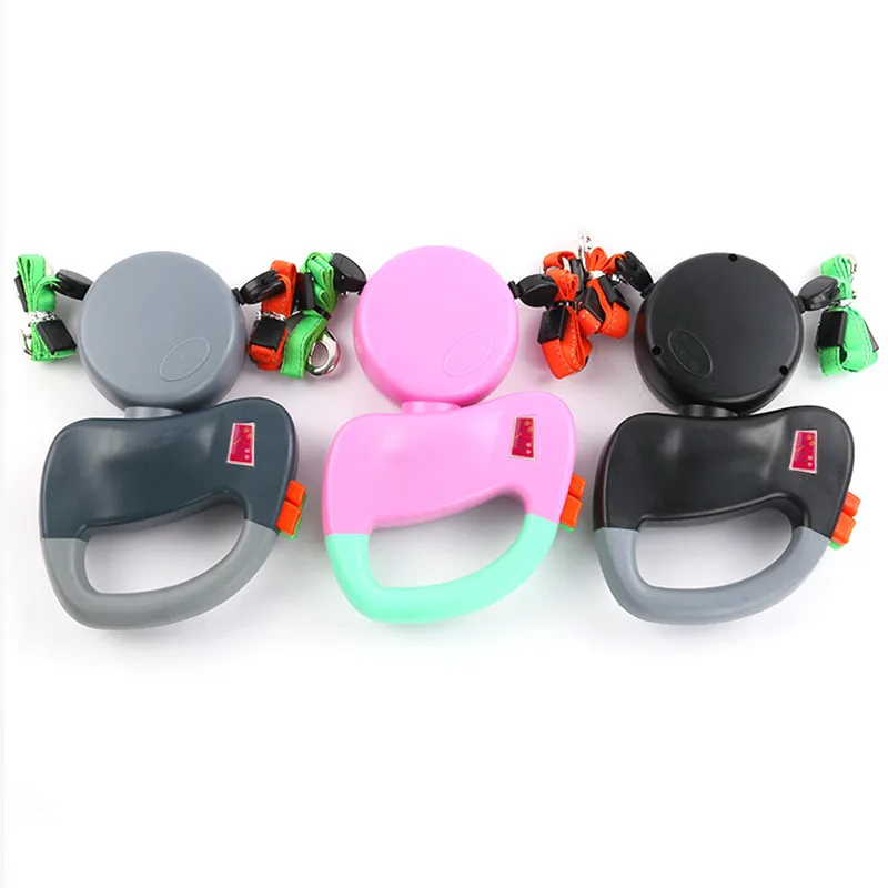 Автоматический выдвижной поводок из АБС-пластика для собак с двумя головками