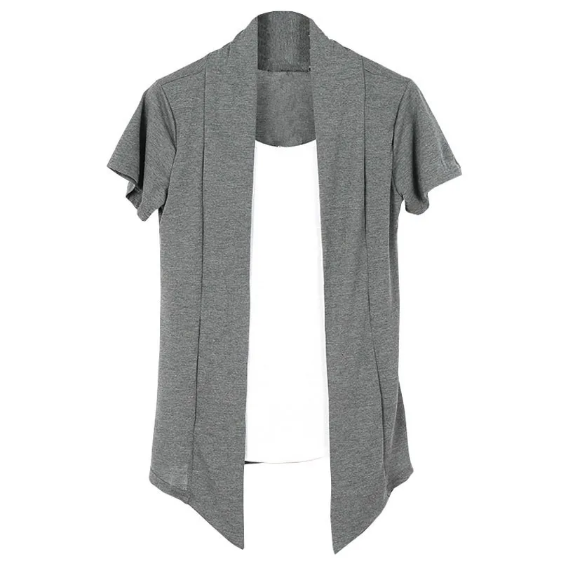 Summer Faux Two Piece Short Sleeve T-Shirts Men Fashion Korean Cardigan Thin Jacket 2020 New O-Neck High Quality Hip Hop Clothes | Мужская