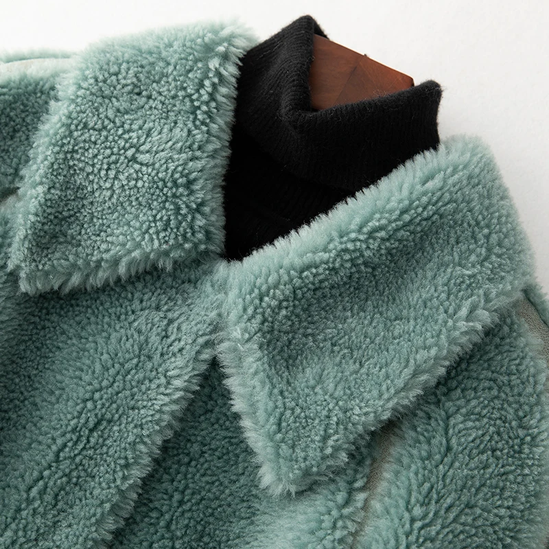 Пальто из натурального меха Женская куртка 100% шерсти осенне-зимнее пальто