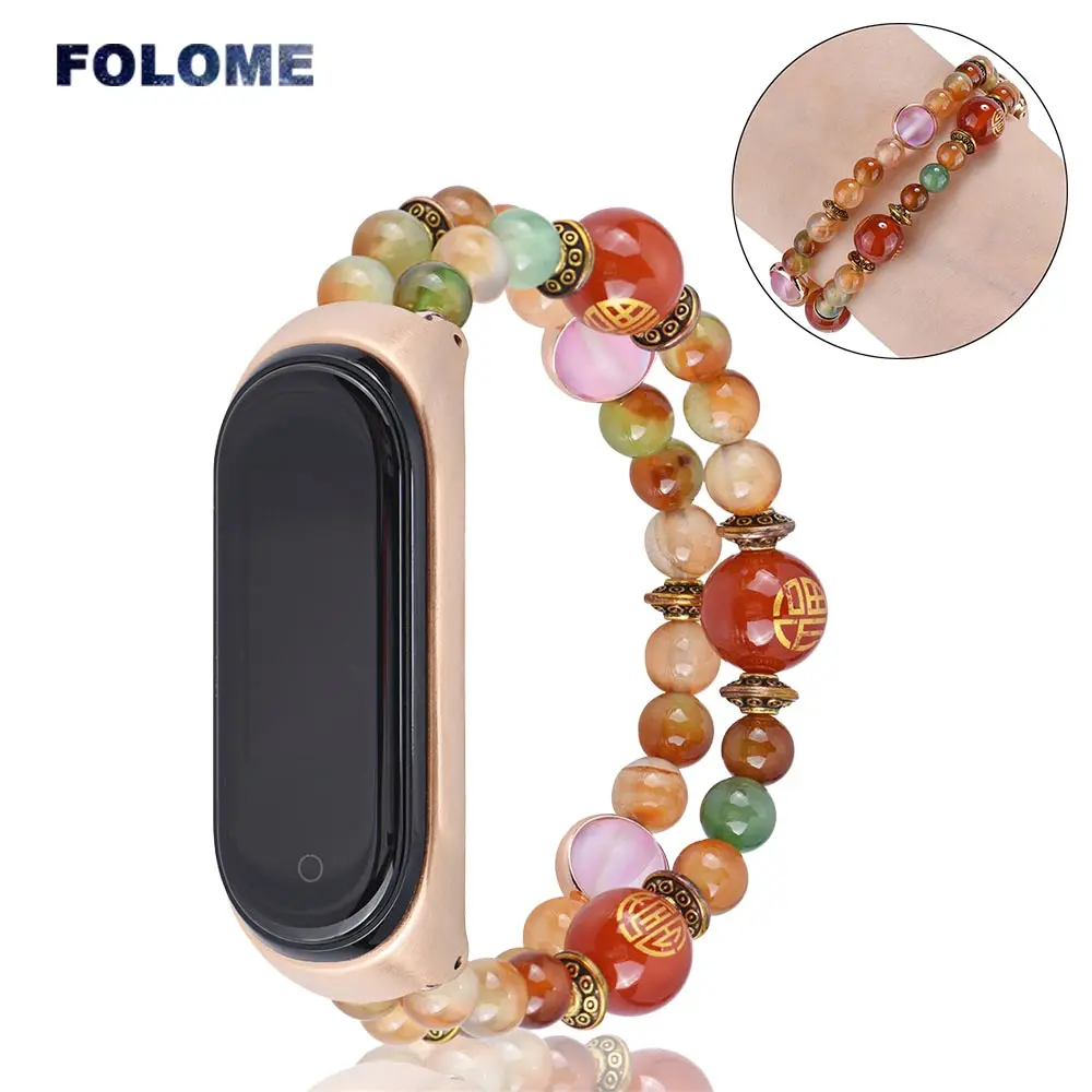 Изысканный браслет ручной работы с агатом и жемчугом на запястье для Xiaomi Mi 3 4