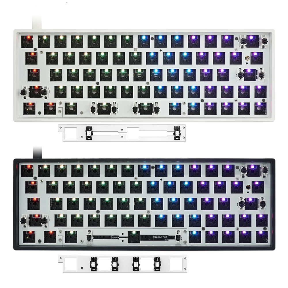 gk64x gk64 hot swappable 60% Custom Mechanical Keyboard support split spacebar rgb switch leds type c has software programmable