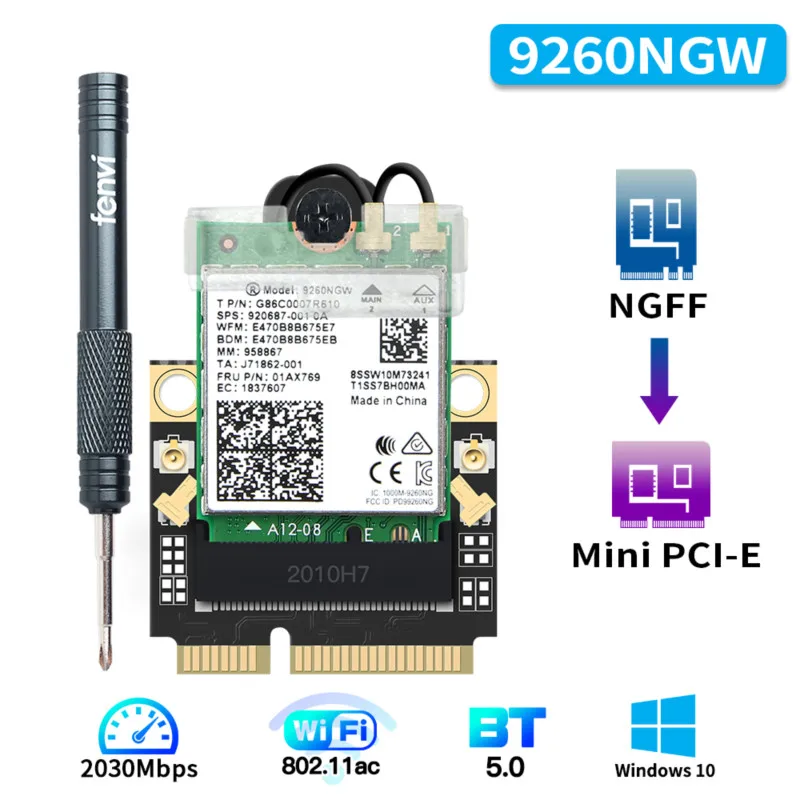 Адаптер Wi Fi M.2 Mini PCI E Intel AX200 AX210 2974 Мбит/с Bluetooth 5 2 6E карта AX210NGW 9260 Window 10|Сетевые карты|