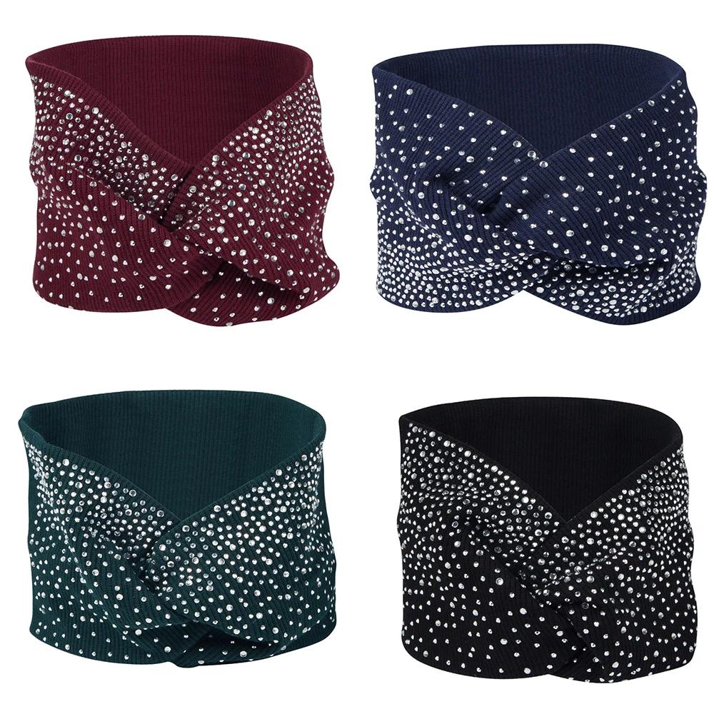 

IFMIA 2021 Женская повязка на голову с кристаллами и перехлёстом, эластичные повязки для волос, Мягкая повязка для волос для девочек, аксессуары ...