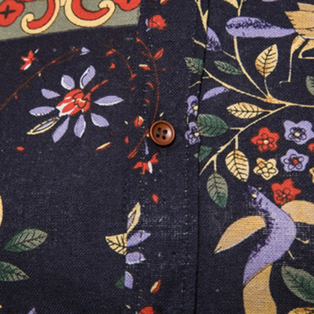 Мужская винтажная рубашка с принтом Feitong деловая длинным рукавом в стиле