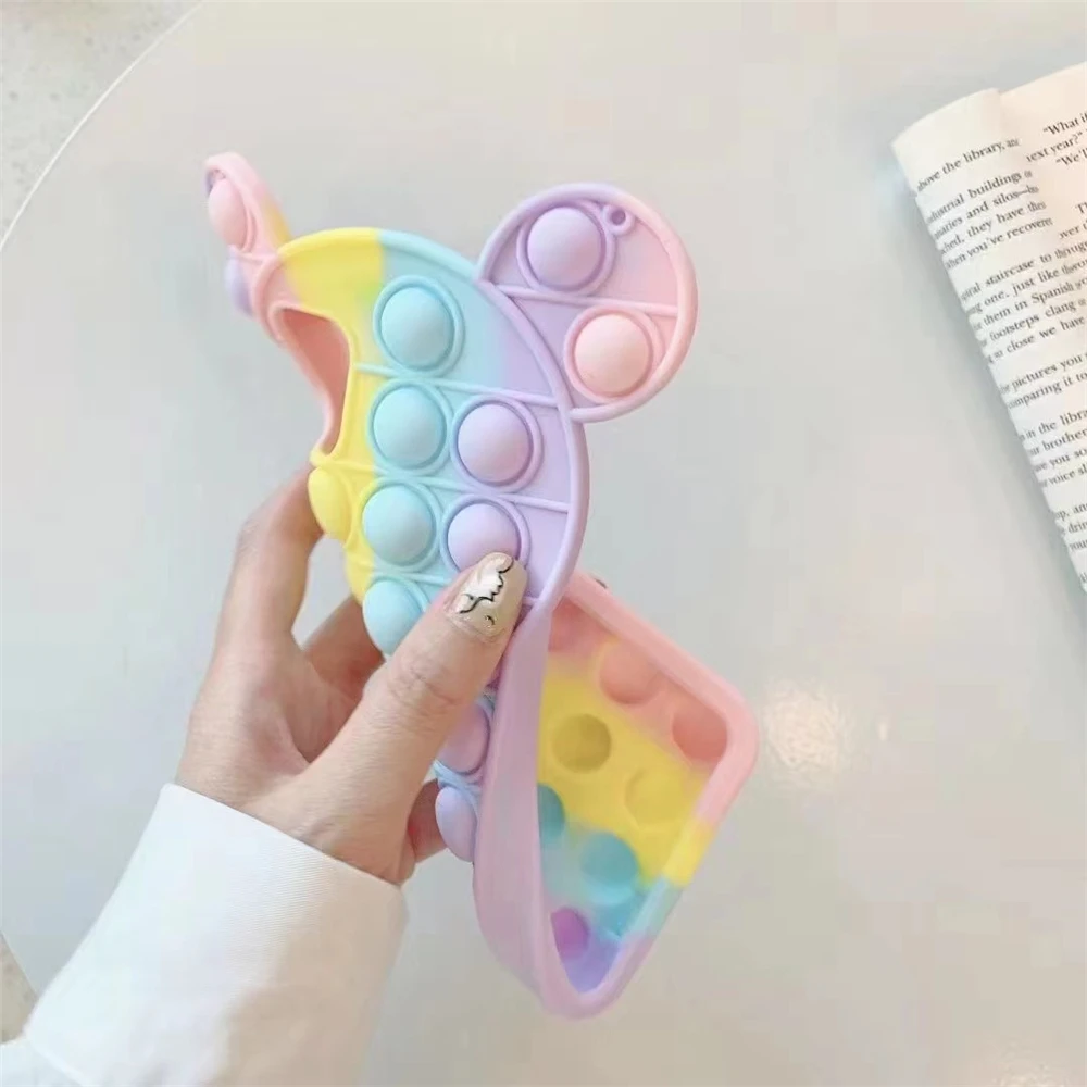 

Pop Rainbow Bubble Phone Case For IPhone 12 11 Pro Max X Xr XsMax 6 7 8 Plus Relive Stress Toy Push It Silicone Back Cover Cases