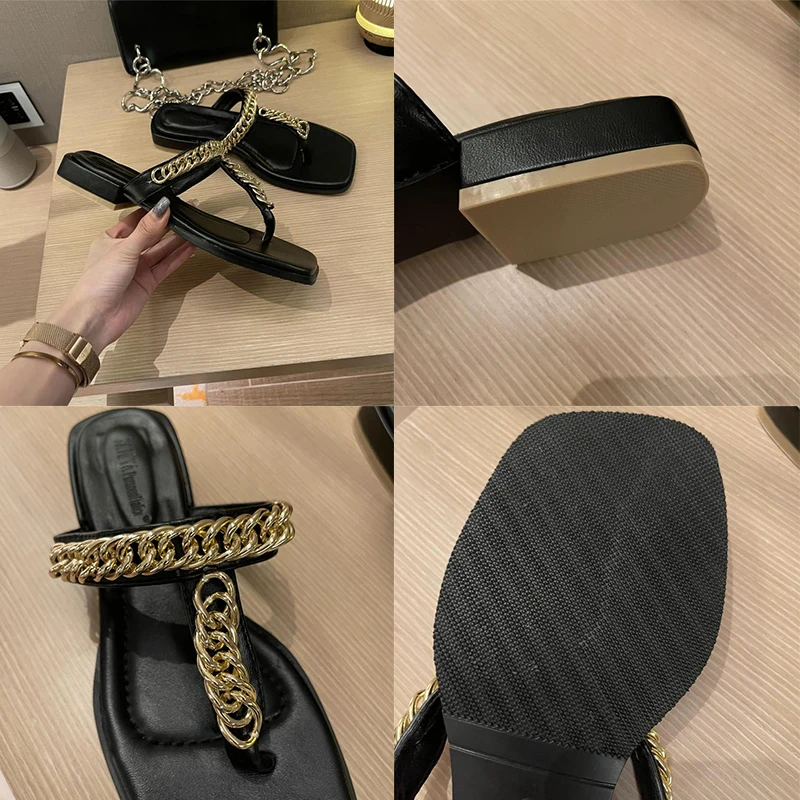 

Women Shoes Slippers Female Flats Rubber Slippers Women Flip Flop Chain Ladies Slides 2021 Summer Footwear Shoes For Women