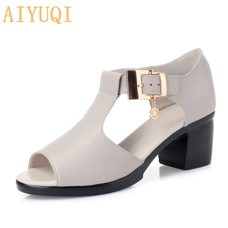 

AIYUQI/женские босоножки из натуральной кожи; Коллекция 2022 года; Сезон лето; Модные стильные женские босоножки; Однотонные повседневные вырази...