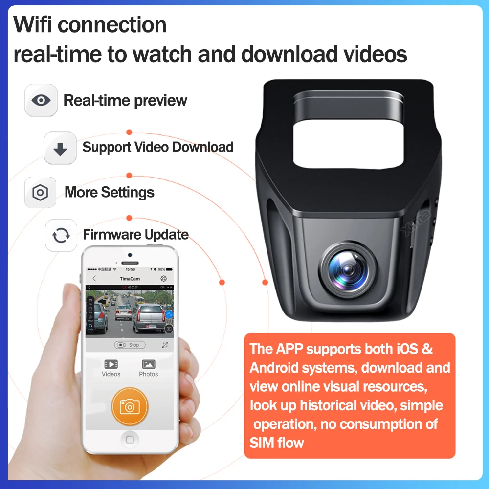 Wi-Fi автомобильный видеорегистратор цифровой видеокамера 1080P ночная версия Novatek