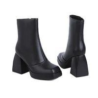 size 34 43 springautumn european and american square head but monochrome ultra high heel dating sexy womens shoes hc c41