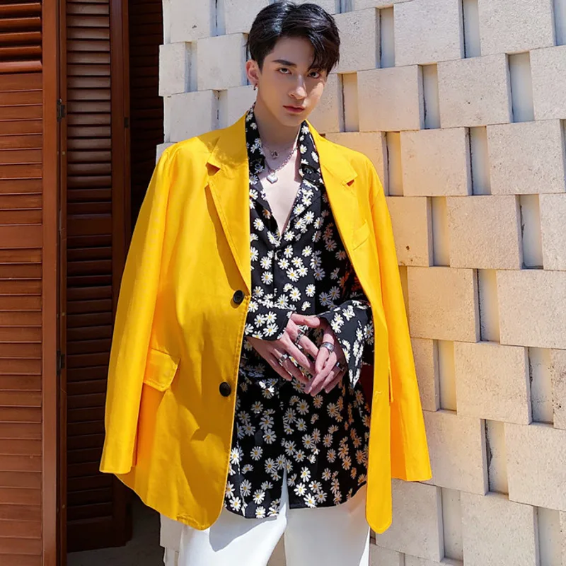 2020 новый ярко оранжевый костюм Мужской силуэт карамельный модный пальто Мужская