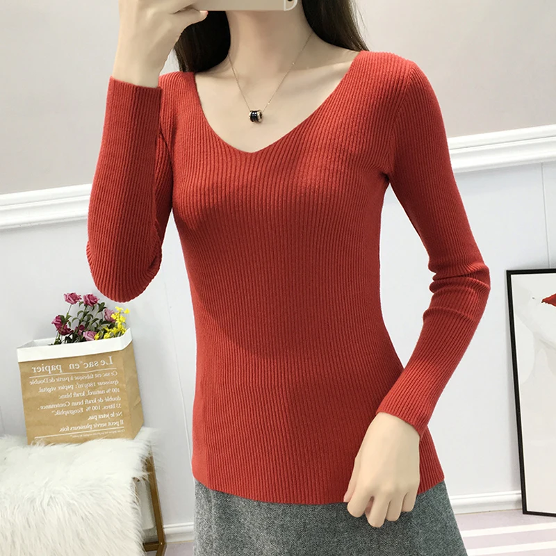 Женский трикотажный свитер JMPRS повседневный базовый пуловер с V-образным вырезом