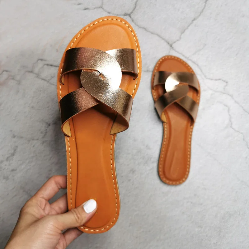 

New Slides Women Summer Slippers Outdoor Summer Beach Shoes Fashion Brand Slip-on Woman Slippers Female Leather Sandals