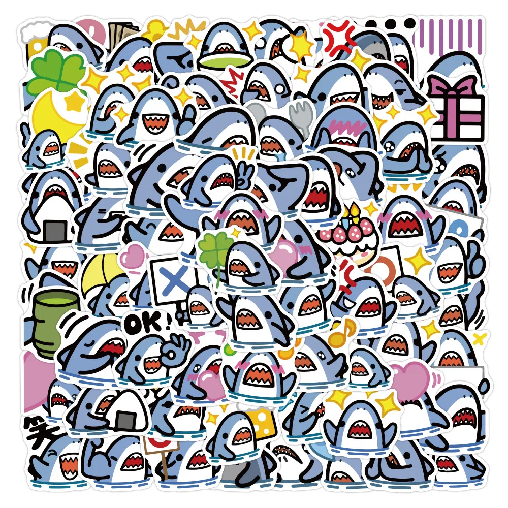 

10/30/50PCS Cartoon Cute Shark Gift Hand Account Graffiti Bicycle Laptop Suitcase Stationery Waterproof Stickers Wholesale