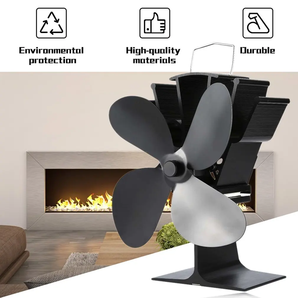 

Thermal Power Fireplace Fan Heat Powered Wood Stove Fan for Wood/Log Burner /Fireplace Eco Friendly Four-leaf Fans