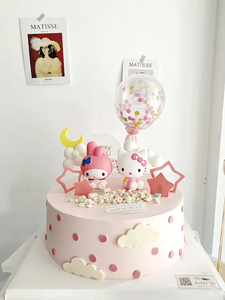 

Украшение для торта в виде кошки, для девочек, с мультяшным розовым котом, тема, детский душ животных, подарки с любовью