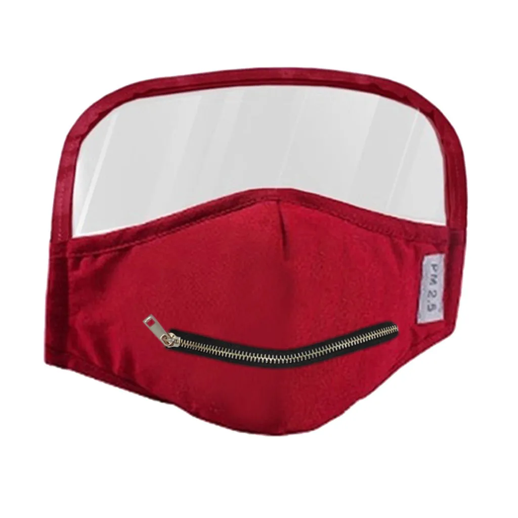 

Adult Unisex Solid Color Reuse Mouth Cover Mask Zipper Opening Design Outdoor Protective Face Mask With Eyes Shield mascarillas