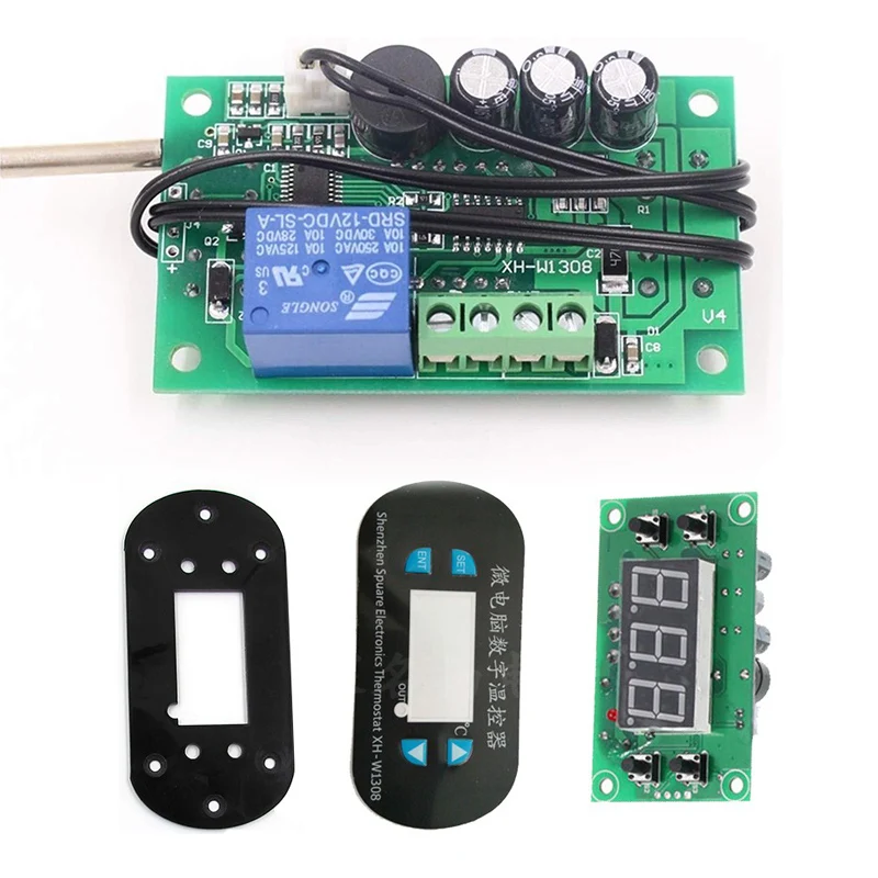 W1308 Digital Temperature Controller Thermostat DC 12V/110V-220V LED Display Heating Cooling White Black Waterproof Probe | Инструменты
