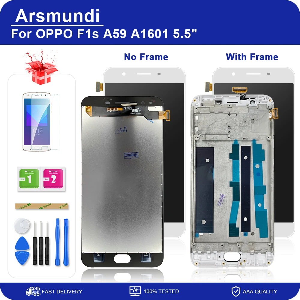 ЖК дисплей 5 дюйма для OPPO F1s A59 A1601 с рамкой запасные части + подарки|Экраны