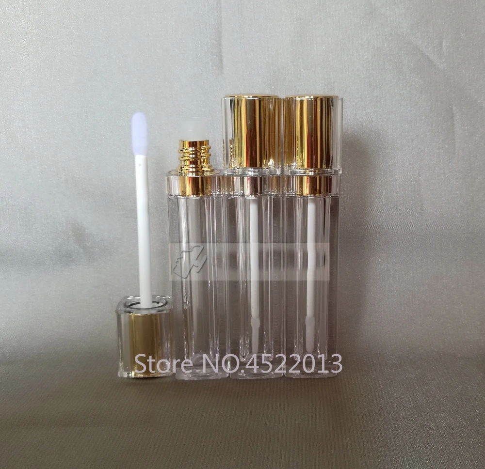 

8ML 40pcs/lot High Grade Cosmetic Lip Gloss Bottle, Plastic Empty Elegant Gold Square Lipstick Refillable Tube,Women Beauty Tool